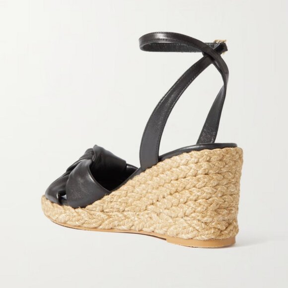 STUART WEITZMAN Playa Knotted Leather Espadrille Wedge Sandals - Size 10 - Picture 3 of 12
